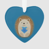 Adorable Igel umarmen ein blaues Herz Ornament (Vorderseite)