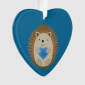 Adorable Igel umarmen ein blaues Herz Ornament (Vorderseite)