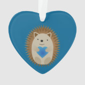 Adorable Igel umarmen ein blaues Herz Ornament (Rückseite)