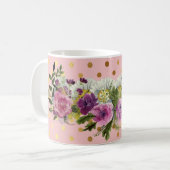 Adorable Imitate Gold Polka Dots Aquarellfarben Bl Kaffeetasse (Vorderseite Links)