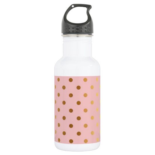 Adorable Imitate Gold Polka Dots Blume Edelstahlflasche (Vorderseite)
