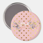 Adorable Imitate Gold Polka Dots Blume Magnet (Vorderseite/Rückseite)