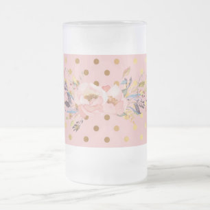 Adorable Imitate Gold Polka Dots Blume Mattglas Bierglas