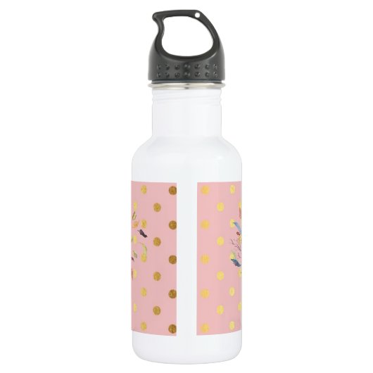 Adorable Imitate Gold Polka Dots Blume Trinkflasche (Rückseite)