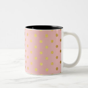 Adorable Imitate Gold Polka Dots Blume Zweifarbige Tasse