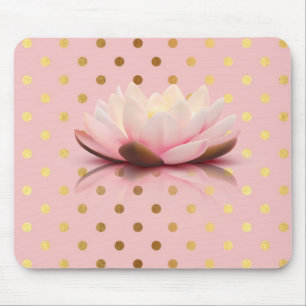 Adorable Imitate Gold Polka Dots Lotus Blume Mousepad