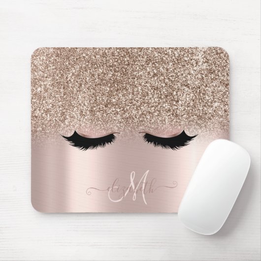 Adorable Imitate Lashes Glitzer Ombre Rose Gold Mousepad (Mit Mouse)