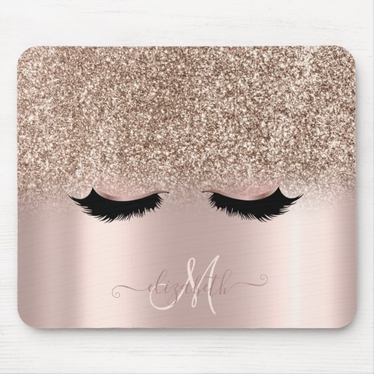 Adorable Imitate Lashes Glitzer Ombre Rose Gold Mousepad (Vorne)