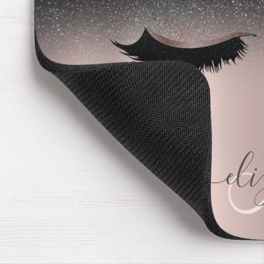 Adorable Imitate Lashes Schwarz Glitzer Ombre Rose Mousepad (Ecke)
