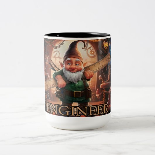 Adorable Ingenieur-Gnome-Tasse Zweifarbige Tasse (Mittel)
