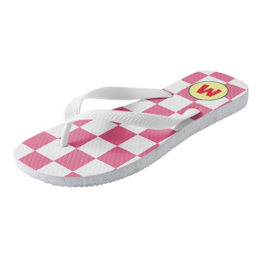 Adorable initial l Checkered pink and white Badesandalen (Schrägansicht)