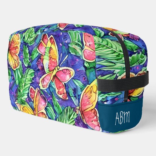 Adorable Initialen Schmetterlinge in der Natur Flo Waschbeutel (Linke Seite)