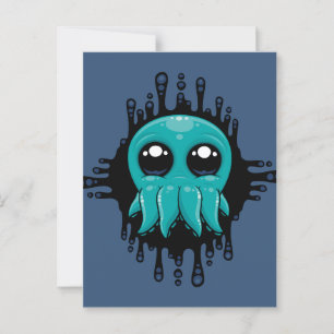 Adorable Inky Baby Octopus Friend Postkarte