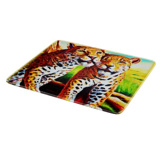 Adorable Jaguar Cubs im Dschungel. Jetzt kaufen Schneidebrett (Ecke)