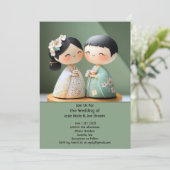 Adorable japanische Hochzeit Einladung (Stehend Vorderseite)