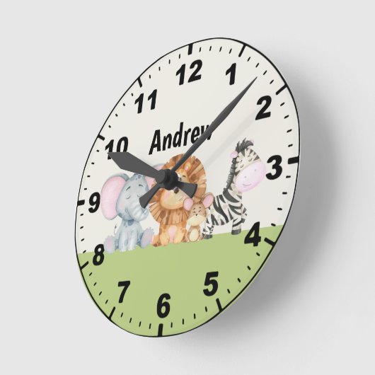 Adorable Jungle Animals Kids Runde Wanduhr (Winkel)