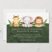 Adorable Jungle Animals Kinderdusche Einladung (Vorderseite)