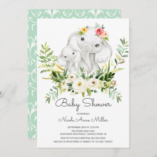 Adorable Jungle Animals Kinderdusche Einladung (Vorne/Hinten)