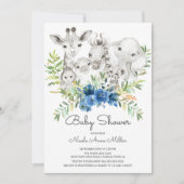 Adorable Jungle Animals Kinderdusche Einladung (Vorderseite)