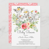 Adorable Jungle Animals Kinderdusche Einladung (Vorne/Hinten)