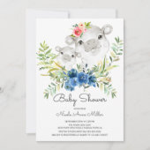 Adorable Jungle Hippo Kinderdusche Einladung (Vorderseite)