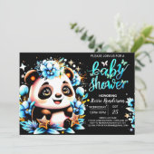 Adorable Jungle Panda Delight Boy Baby Dusche Einladung (Stehend Vorderseite)