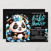 Adorable Jungle Panda Delight Boy Baby Dusche Einladung (Vorne/Hinten)