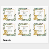 Adorable Jungle Safari Löwe Baby Dusche Quadratischer Aufkleber (Blatt)