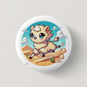 Adorable Kamelhügel über eine sandige Wüste Button (Vorderseite)