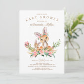 Adorable Kangaroo Mama & Baby Girls Babydusche Einladung (Stehend Vorderseite)