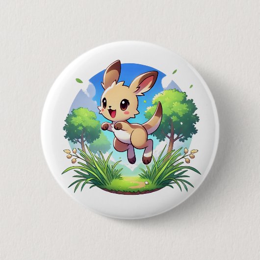Adorable Känguru spitzt sich fröhlich Button (Vorderseite)