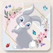 Adorable Kaninchen Blume Schmetterlinge für verlie Getränkeuntersetzer (Vorderseite)