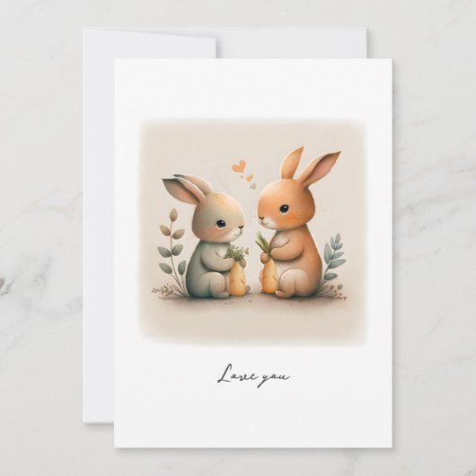 Adorable Kaninchen Holding Carrots Cards Dankeskarte (Vorderseite)