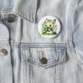 Adorable Kaninchen mit einem Haufen Gras Button (Beispiel)