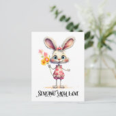 Adorable Kaninchen senden Sie Ihre Liebe Postkarte (Stehend Vorderseite)