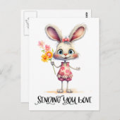 Adorable Kaninchen senden Sie Ihre Liebe Postkarte (Vorne/Hinten)