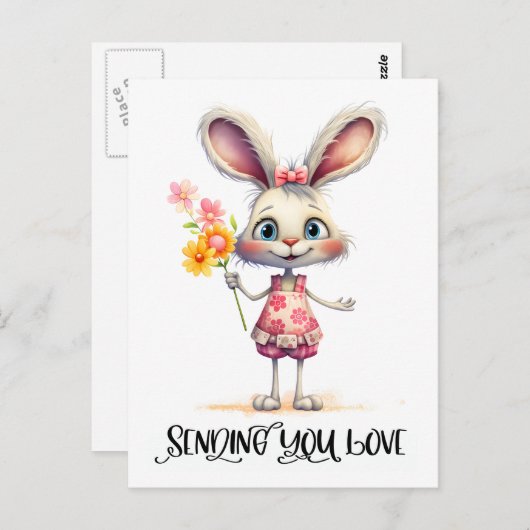 Adorable Kaninchen senden Sie Ihre Liebe Postkarte (Vorne/Hinten)