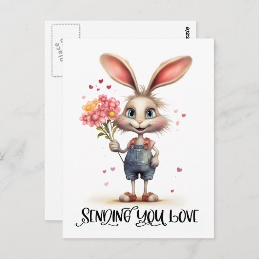 Adorable Kaninchen senden Sie Ihre Liebe Postkarte (Vorne/Hinten)