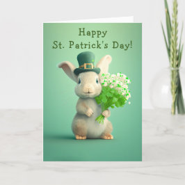 Adorable Kaninchen und Blume St. Patrick's Day Feiertagskarte