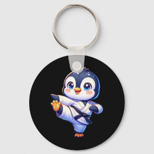 Adorable Karate Penguin Crane Kick Pose Schlüsselanhänger