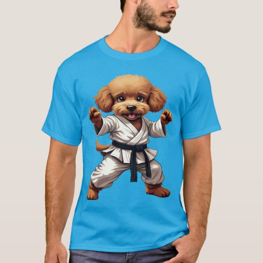 Adorable Karate Puppy Martial Arts Gi Illustration T-Shirt (Vorderseite)