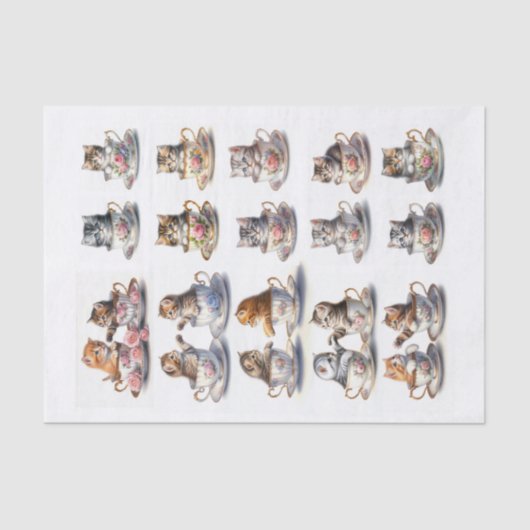 Adorable Kätzchen sitzen in Teetassen Seidenpapier (Vorderseite)