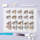 Adorable Kätzchen sitzen in Teetassen Seidenpapier (Handwerk)