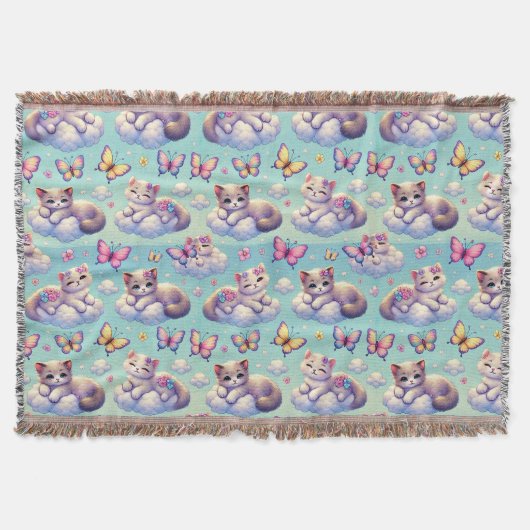 Adorable Kätzchen und Schmetterlinge Decke (Vorderseite)