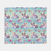 Adorable Kätzchen und Schmetterlinge Fleecedecke (Vorderseite (Horizontal))