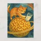 Adorable Katze, die Milch vom Planeten abpumpt Postkarte (Vorderseite)
