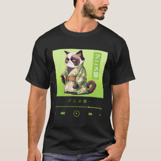 Adorable Katze im japanischen Stil in elegantem Ki T-Shirt