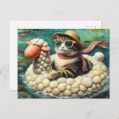 Adorable Katze mit auf Schafsfloatie Postkarte (Vorne/Hinten)