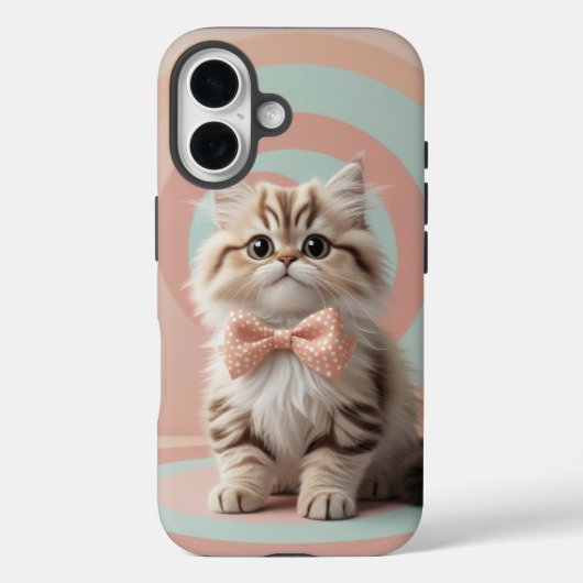 Adorable Katze mit Bow-Krawatte auf Soft Pastell Case-Mate iPhone Hülle (Rückseite)
