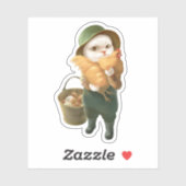 Adorable Katze mit Hen auf dem Bauernhof Aufkleber (Blatt)